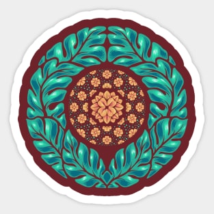 hand drawn leaf mandala Sticker